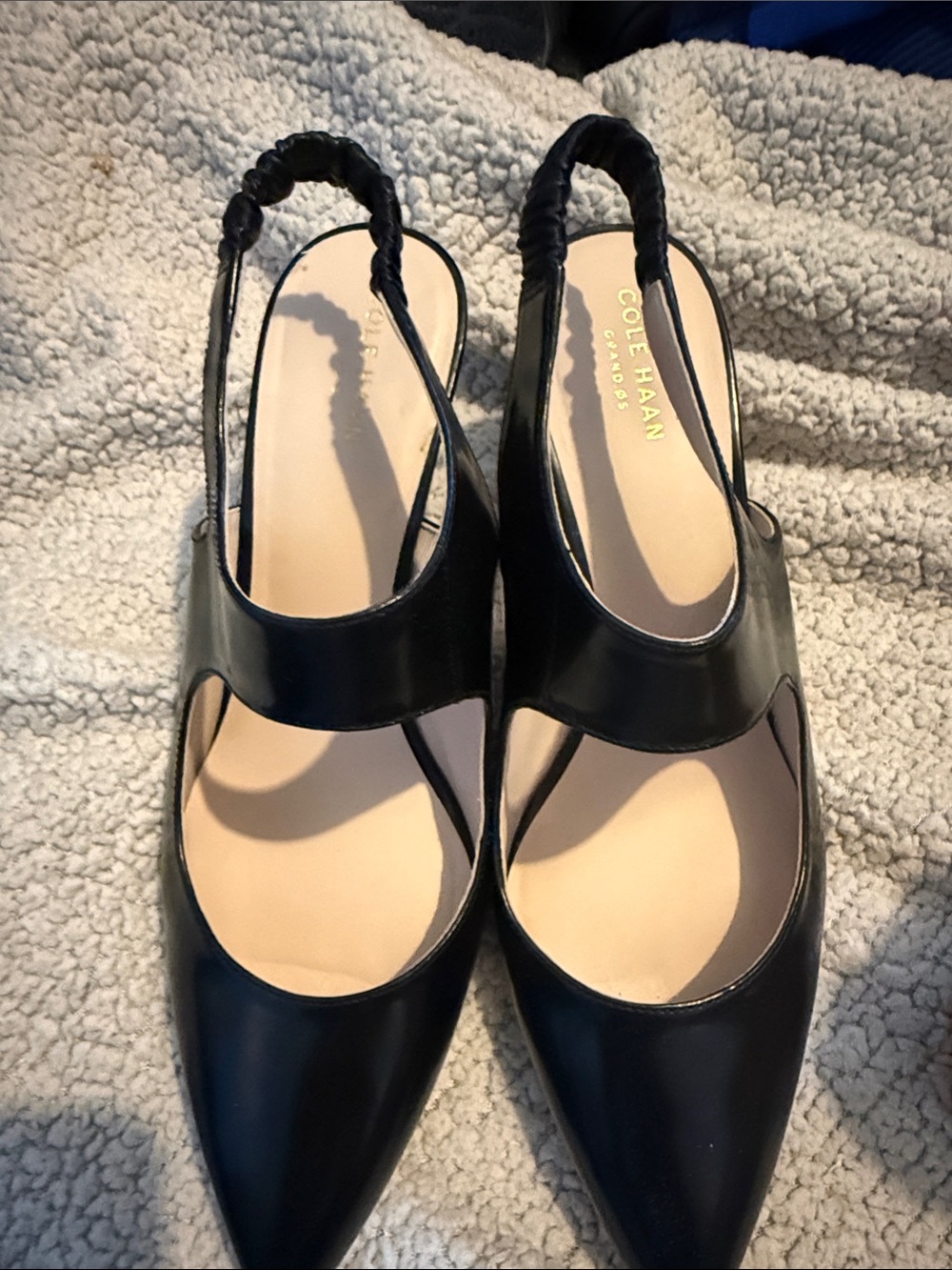 Cole Haan Black Pointed-Toe Slingback Heels